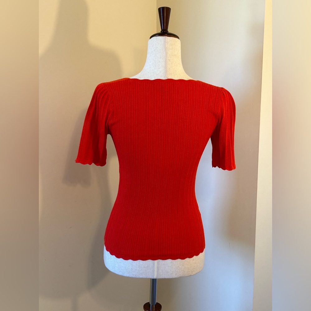 Sézane Red Cloe Jumper Size M Like New - Great for Warm Weather- SO flattering! - Picture 6 of 9
